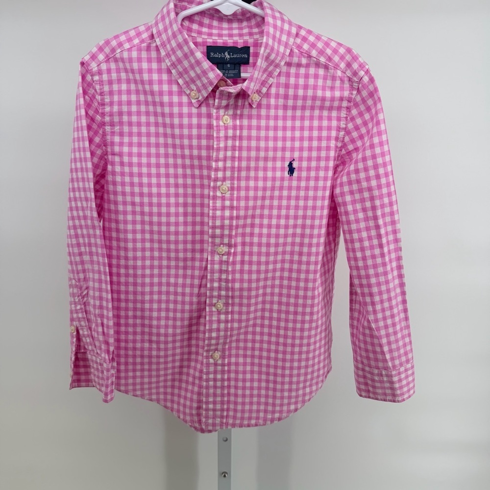 Ralph Lauren Pink Gingham Button-Down Shirt for Kids